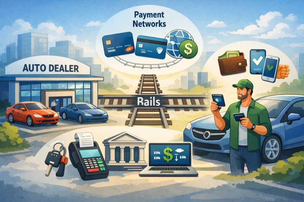 Auto Dealer Payment Processing Basics: The Core Parties and Rails