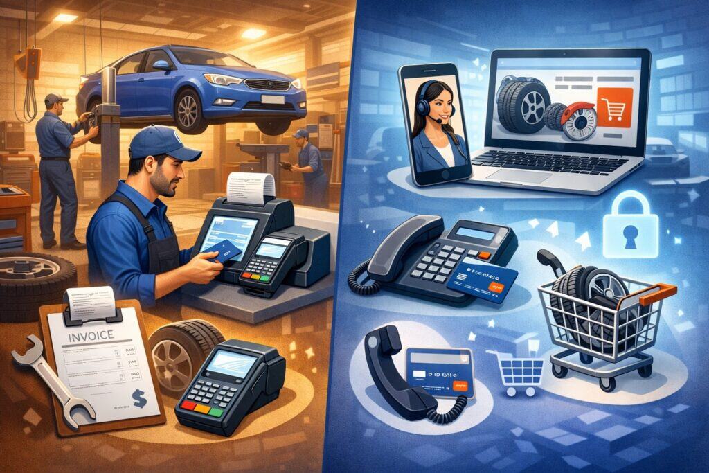 Card-present vs card-not-present in automotive: POS, invoices, phone orders, and online