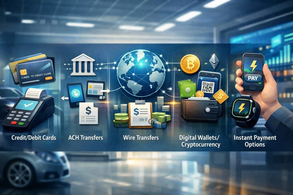 Payment Methods Independent Dealers Should Offer in 2026 (Cards, ACH, Wires, Cash Alternatives, Instant Options)